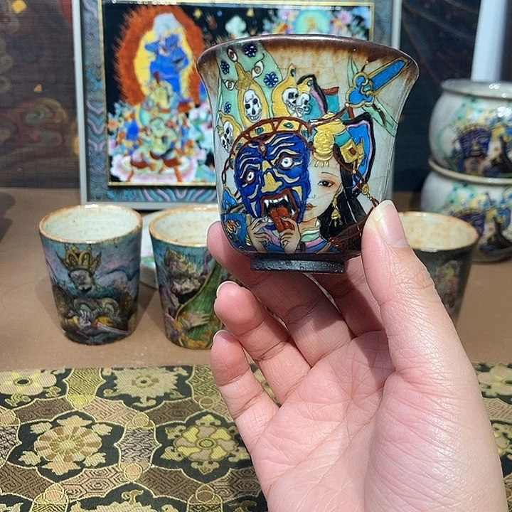 手工手绘扎基拉姆茶杯