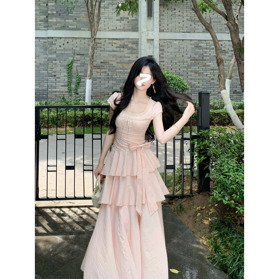 云阶垂梦 气质浪漫不规则层次甜美公主蛋糕裙收腰连衣裙