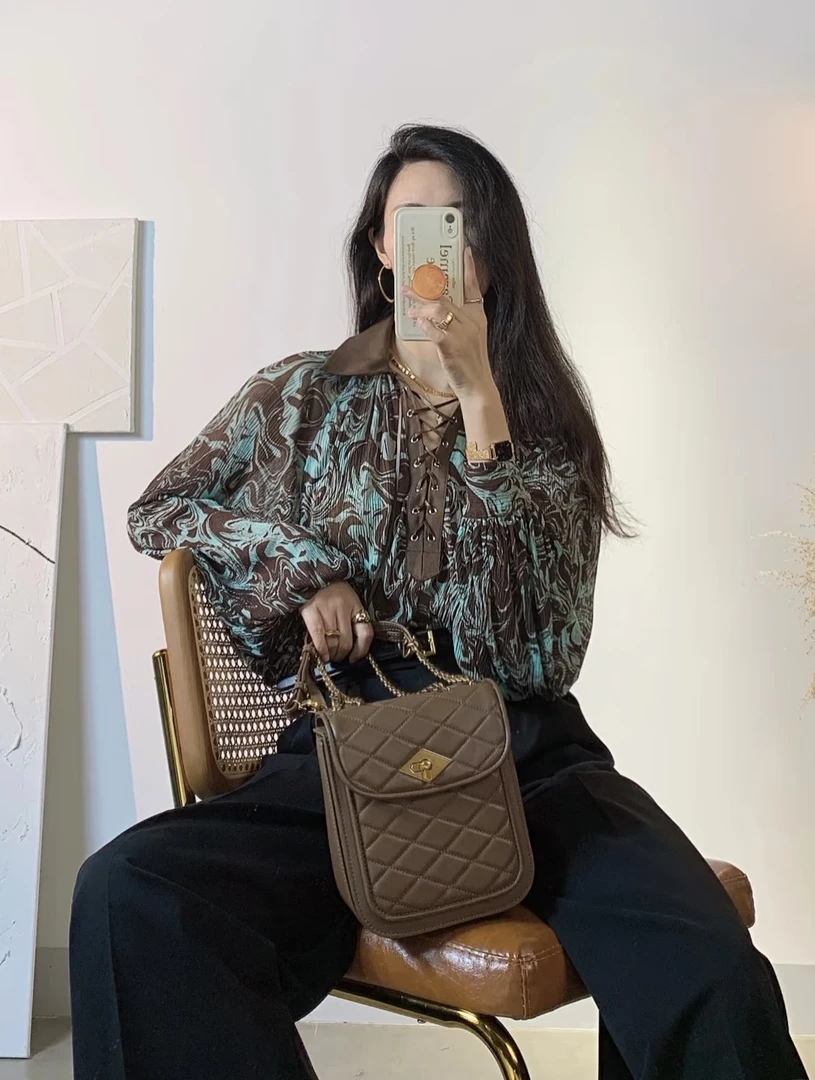 舒适弹力通勤百搭法式洋气时髦印花网纱雪纺纯色显瘦衬衫女款气质