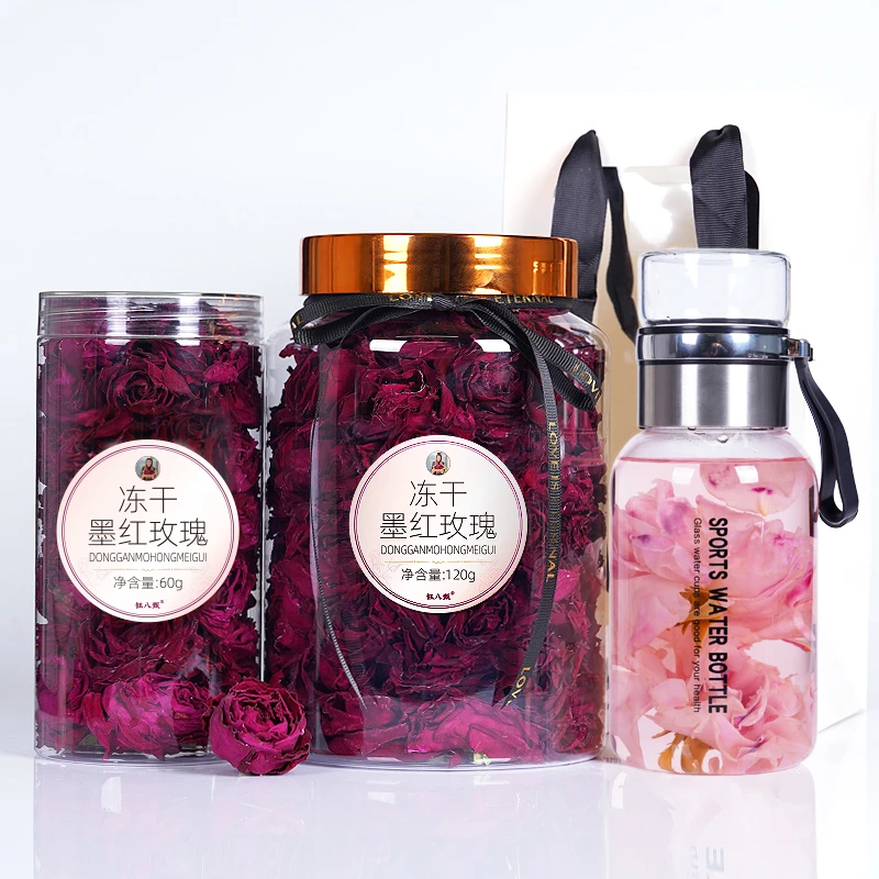 【云南冻干大朵墨红玫瑰】120g+60g+1个旅行杯+手提袋
