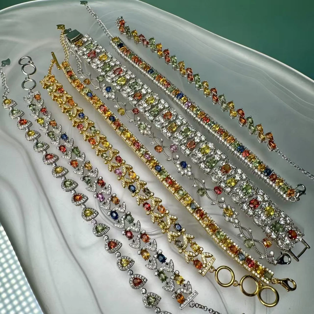 天然彩色蓝宝石手链多款可选 拍一发一