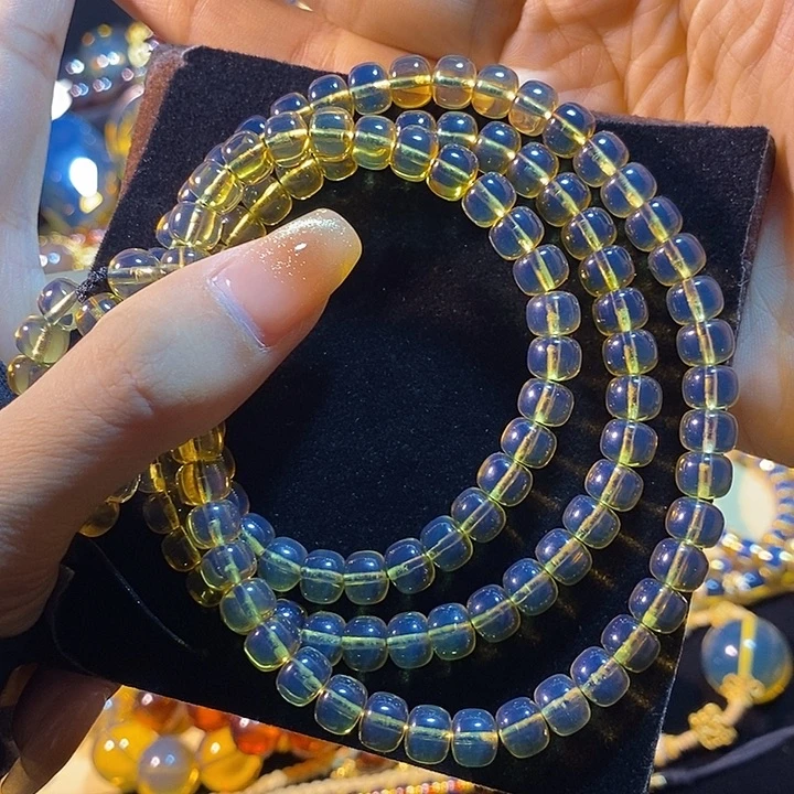 蓝珀未镶嵌珠宝奇石墨西哥蓝珀老型佛珠7