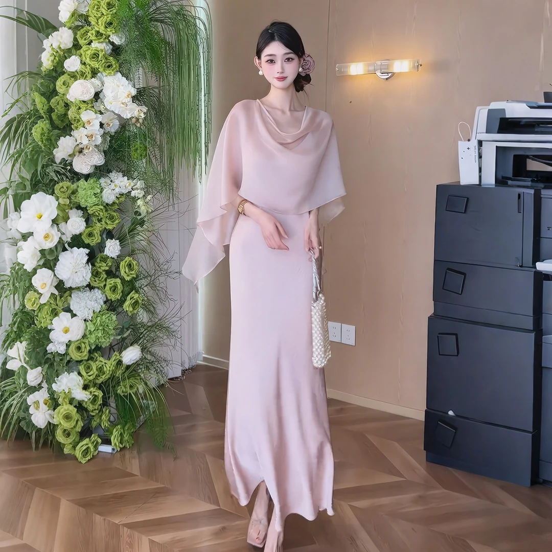 法式气质名媛套装女夏季2025新款高级感网纱披肩吊带连衣裙两件套