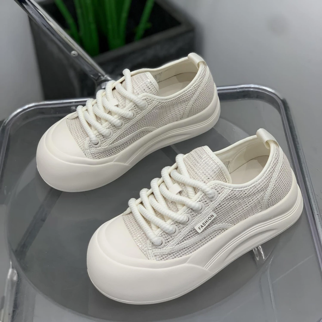 轻便透气网面真皮小白鞋女2025年夏季板鞋百搭显瘦运动休闲女鞋子