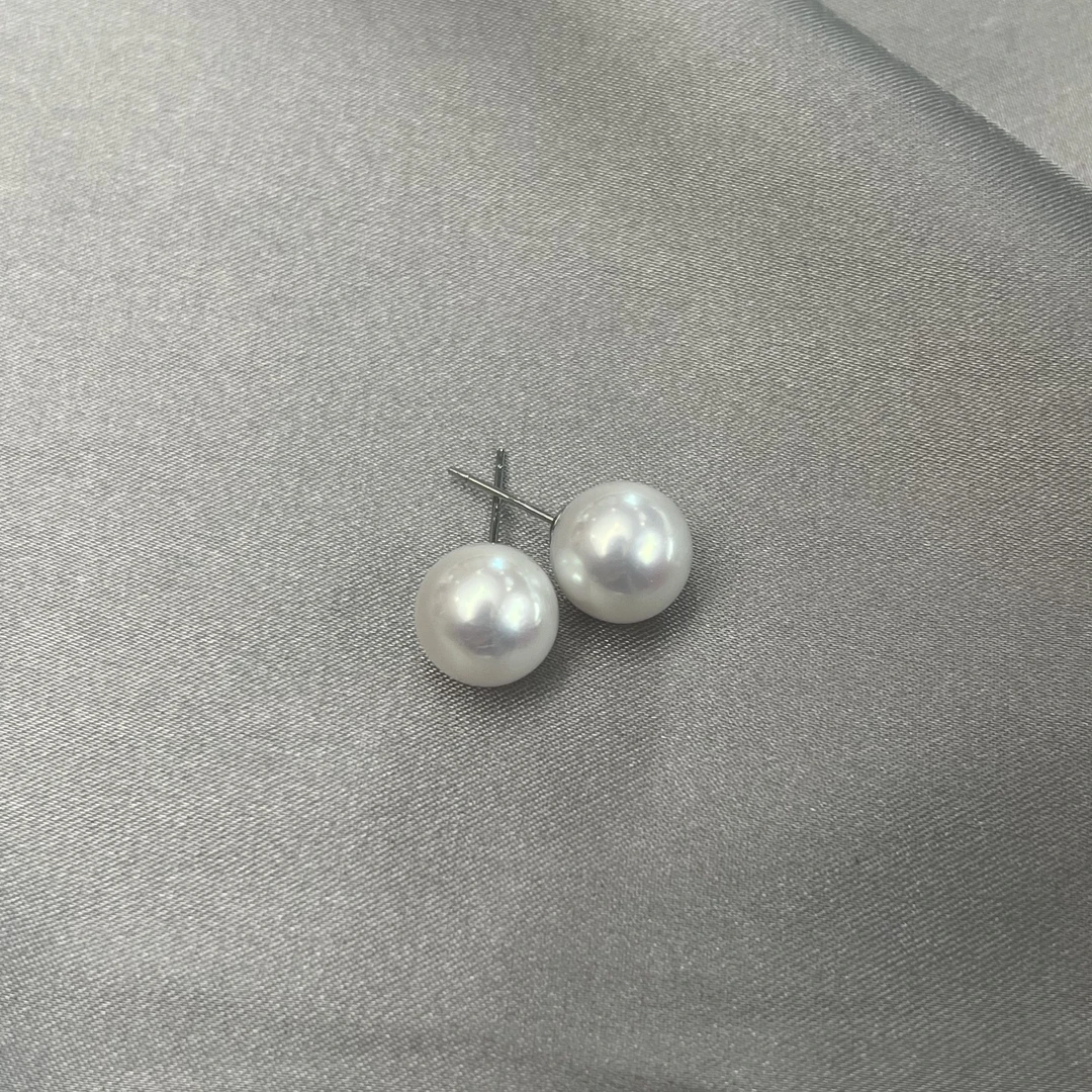 【菀儿】S925银 淡水珍珠耳钉 10-11mm X969