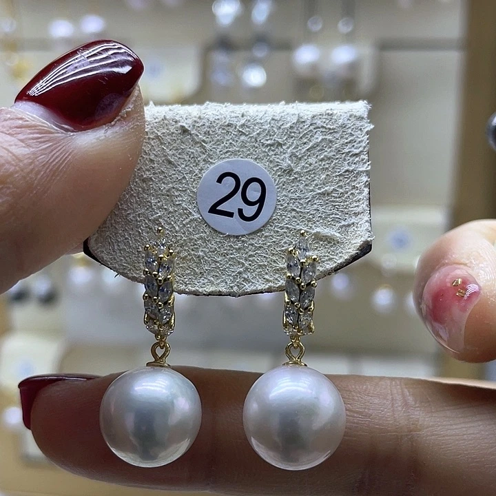 淡水珍珠耳饰银S925镶嵌