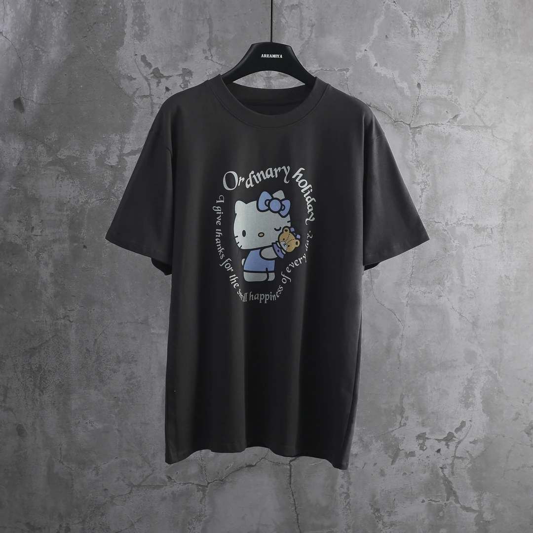 预 【可爱Kitty】做旧卡通字母印花T恤CP033