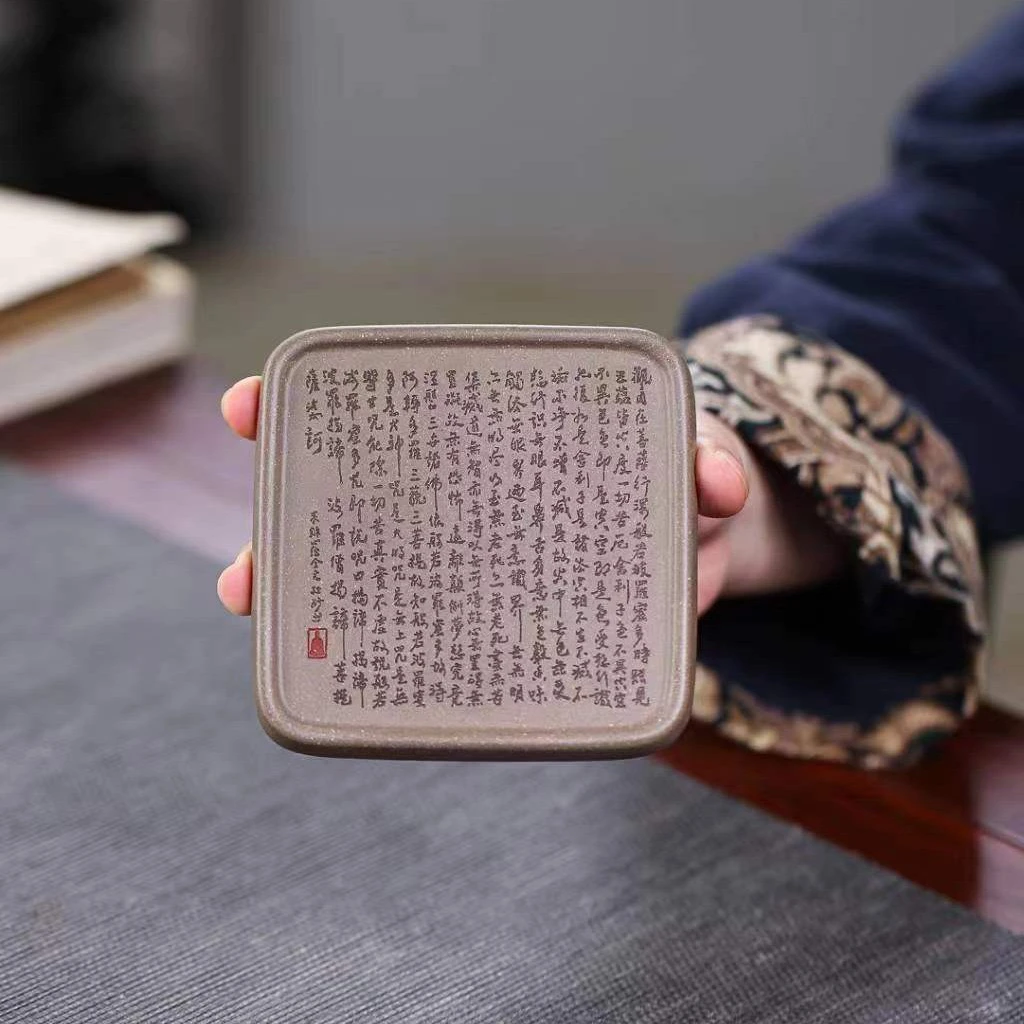 宜兴紫砂杯垫原矿青灰段泥心经壶承杯垫杯托茶桌茶具摆件