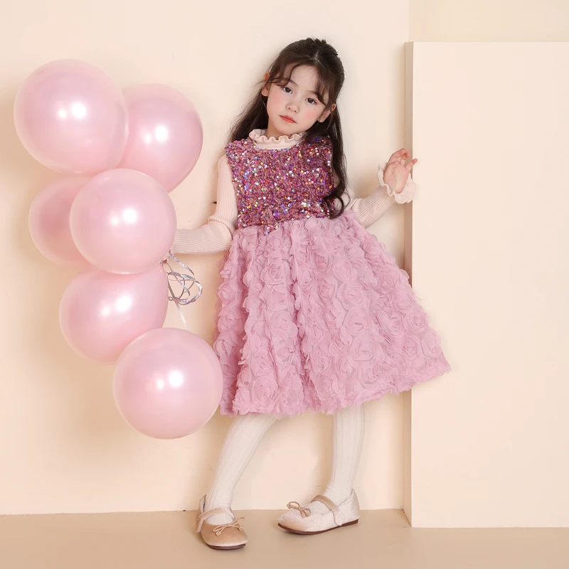 YAMIO杨梅家2025秋冬新款儿童中大童装女童加绒背心裙ME11107