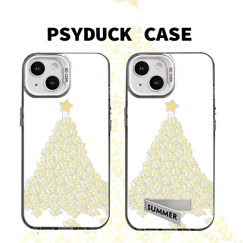 适用苹果华为一加iQOO小米钱圣诞树彩银白底动漫防摔手机壳