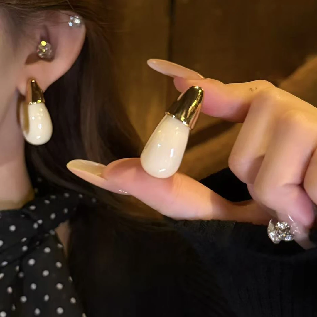 铜合金耳饰 法式复古设计感气质水滴耳环轻奢高级大气显白蓝耳饰