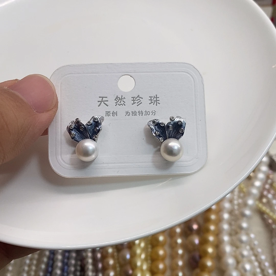 淡水珍珠耳饰合金
