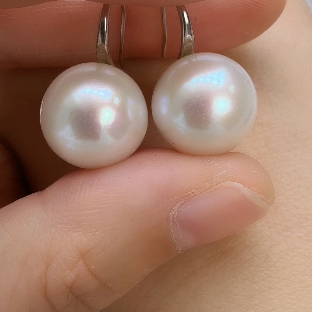 淡水珍珠耳饰银S925镶嵌