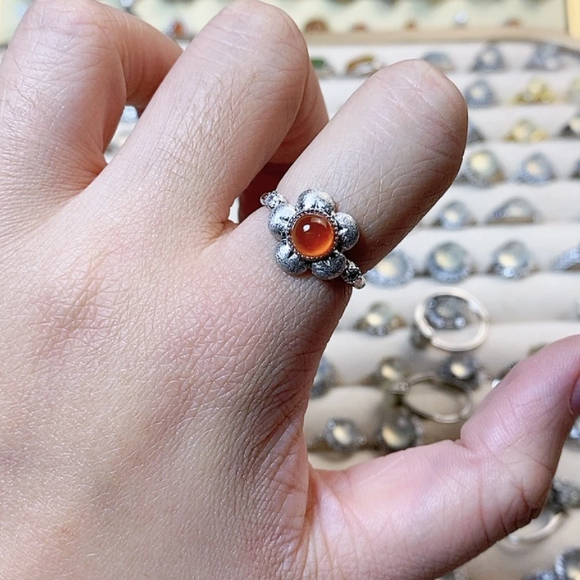 【闪购商品】岫玉戒指银S925镶嵌新疆西藏不包邮