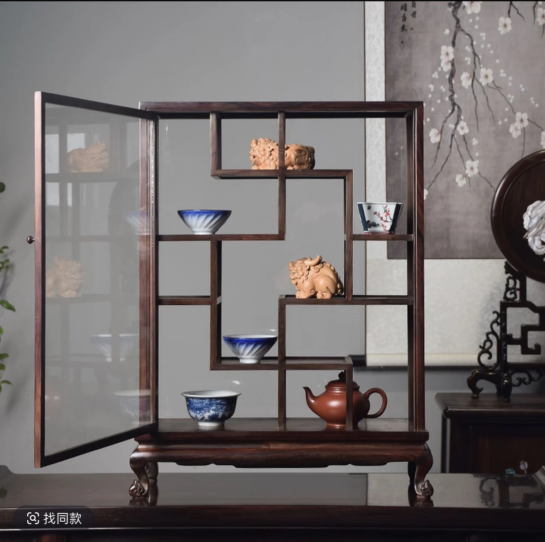 大红酸枝交趾黄檀复刻款万字格玻璃柜活榫活拆展示架45.21 .60