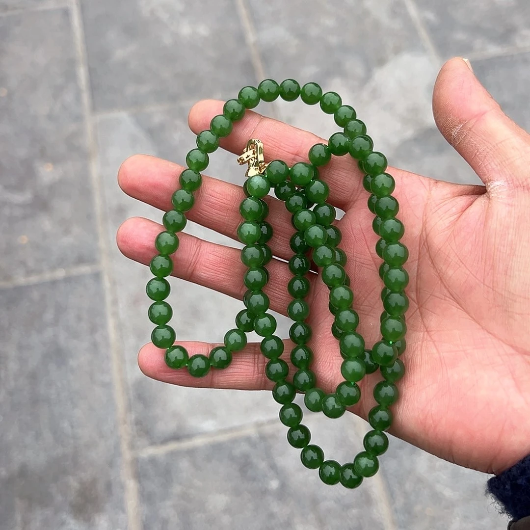 和田玉（碧玉）108颗毕业级苹果绿未镶嵌k