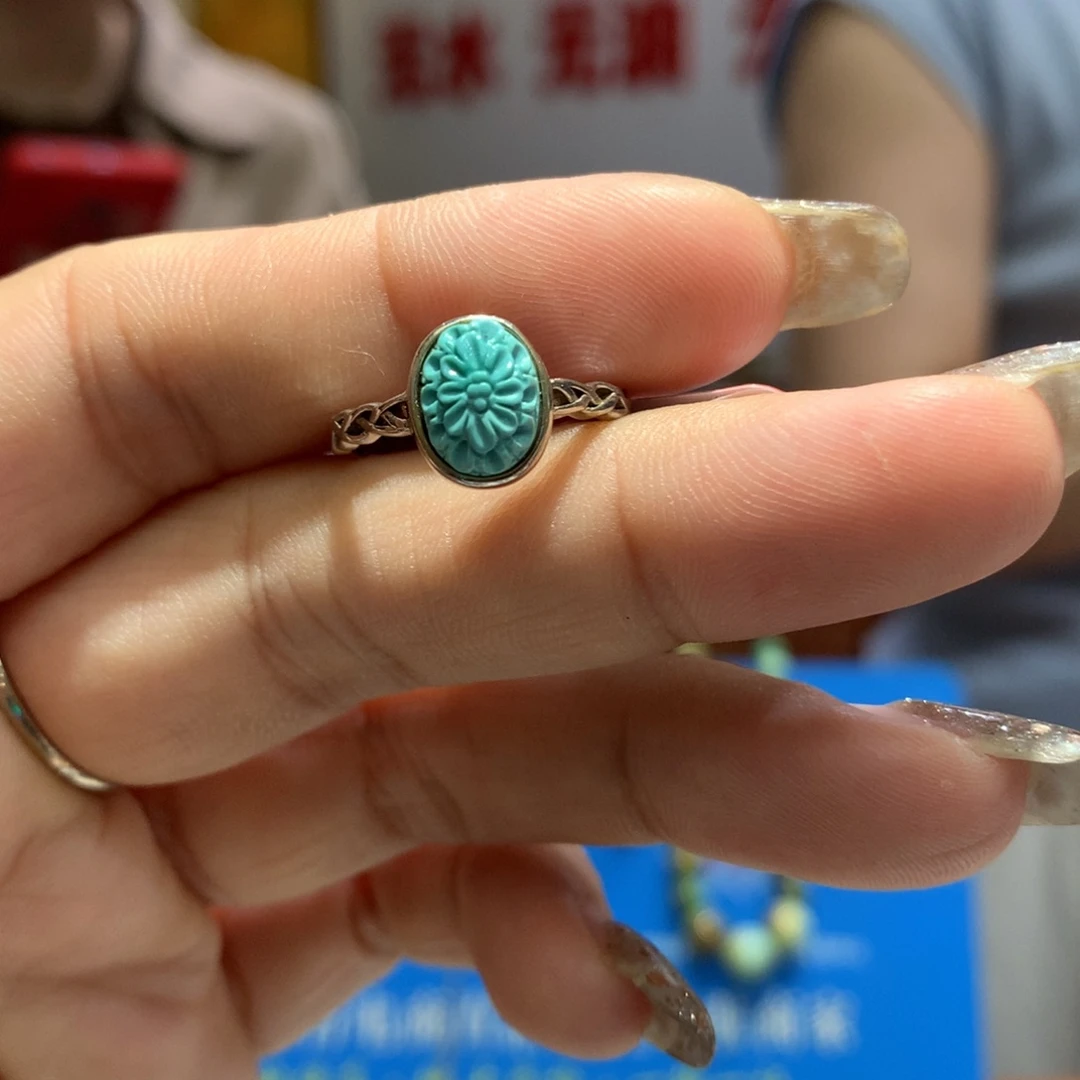 绿松石银S925镶嵌戒指