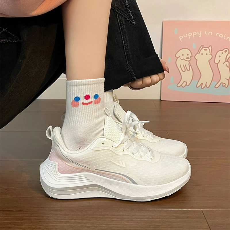 回力女款时尚百搭休闲网面减震ins小众厚底学生透气跑步鞋运动鞋