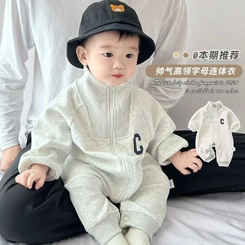 婴儿春秋款爬服春秋休闲风宝宝连体休闲哈衣长袖秋装韩版