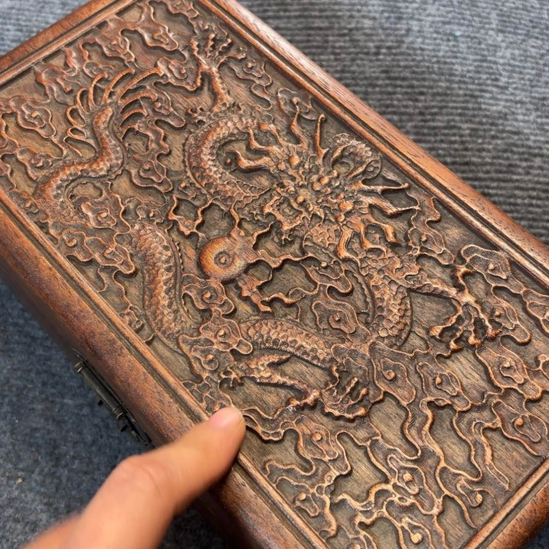 木缅甸花梨雕刻收纳盒