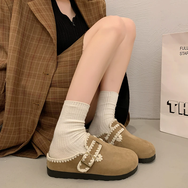 厚底勃肯拖鞋女外穿2025年秋季新款增高包头半拖鞋一脚蹬懒人拖鞋