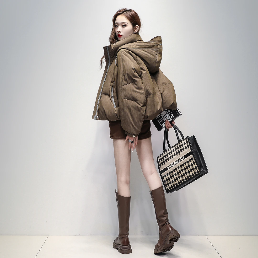 官方时尚运动面包服羽绒服女2025冬季新款休闲百搭高级防静电外套