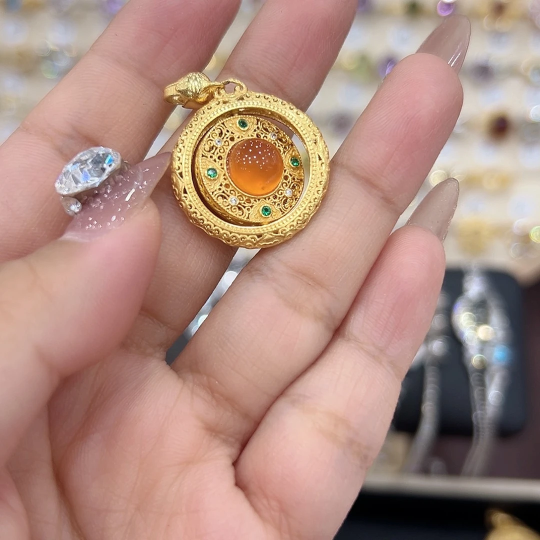 蛇纹石玉吊坠(不含链)银S925镶嵌7**W