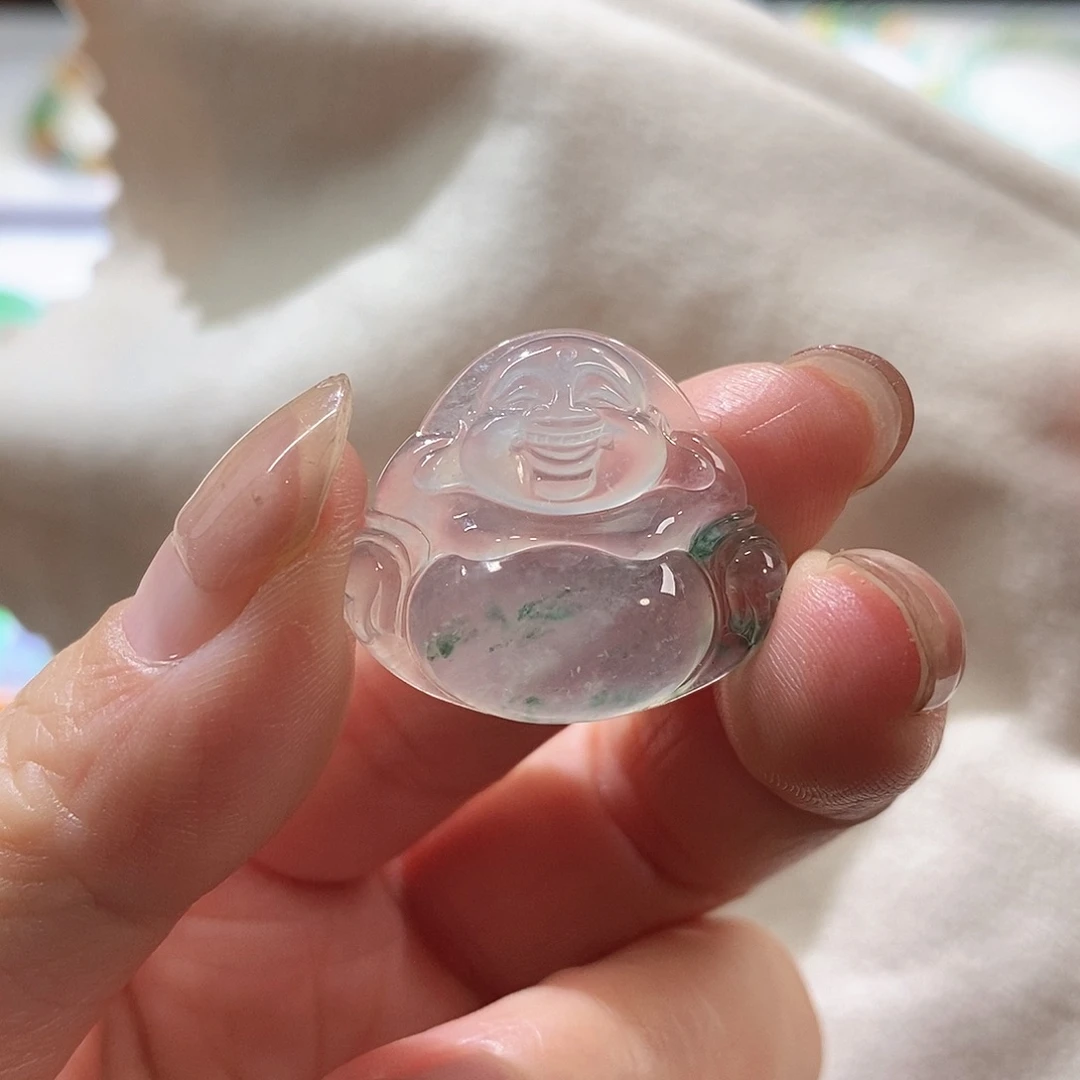 翡翠裸石冰飘花佛公