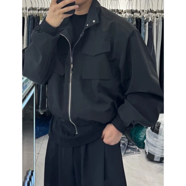 美式复古工装夹克男短款翻领外套潮流休闲春秋季宽松骑兵服S888B