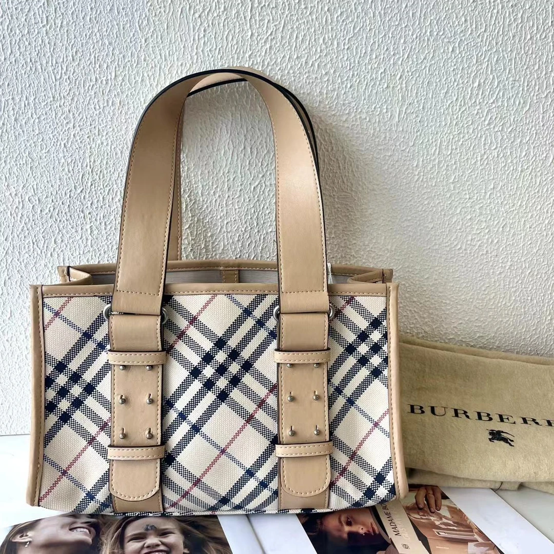 95新 BURBERRY/博柏利 XM/格纹气质手提单肩包/JJ01723004/换