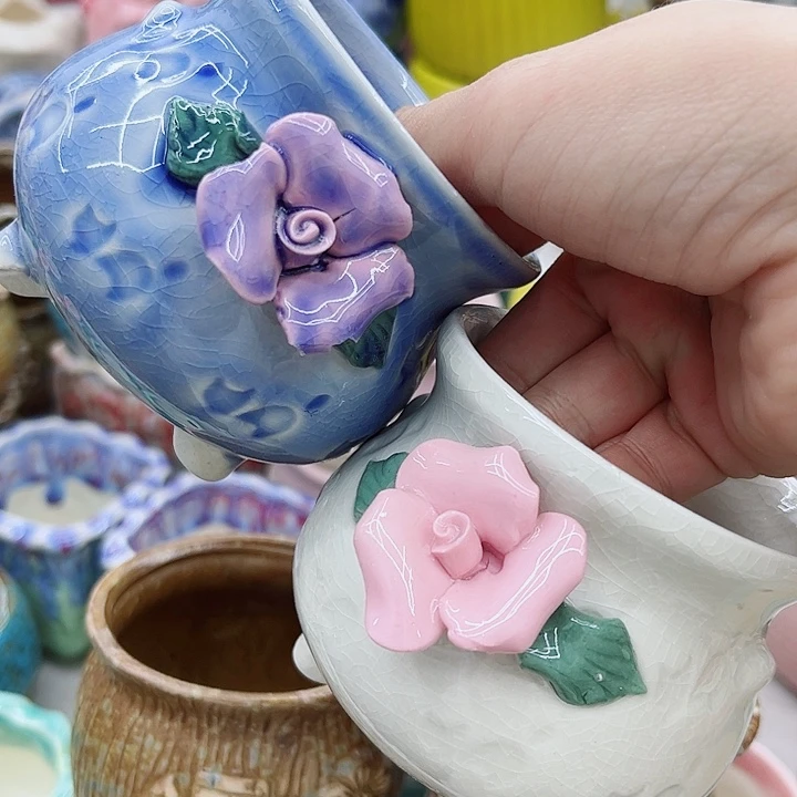 多肉绿植陶瓷花盆9.9包邮，有孔