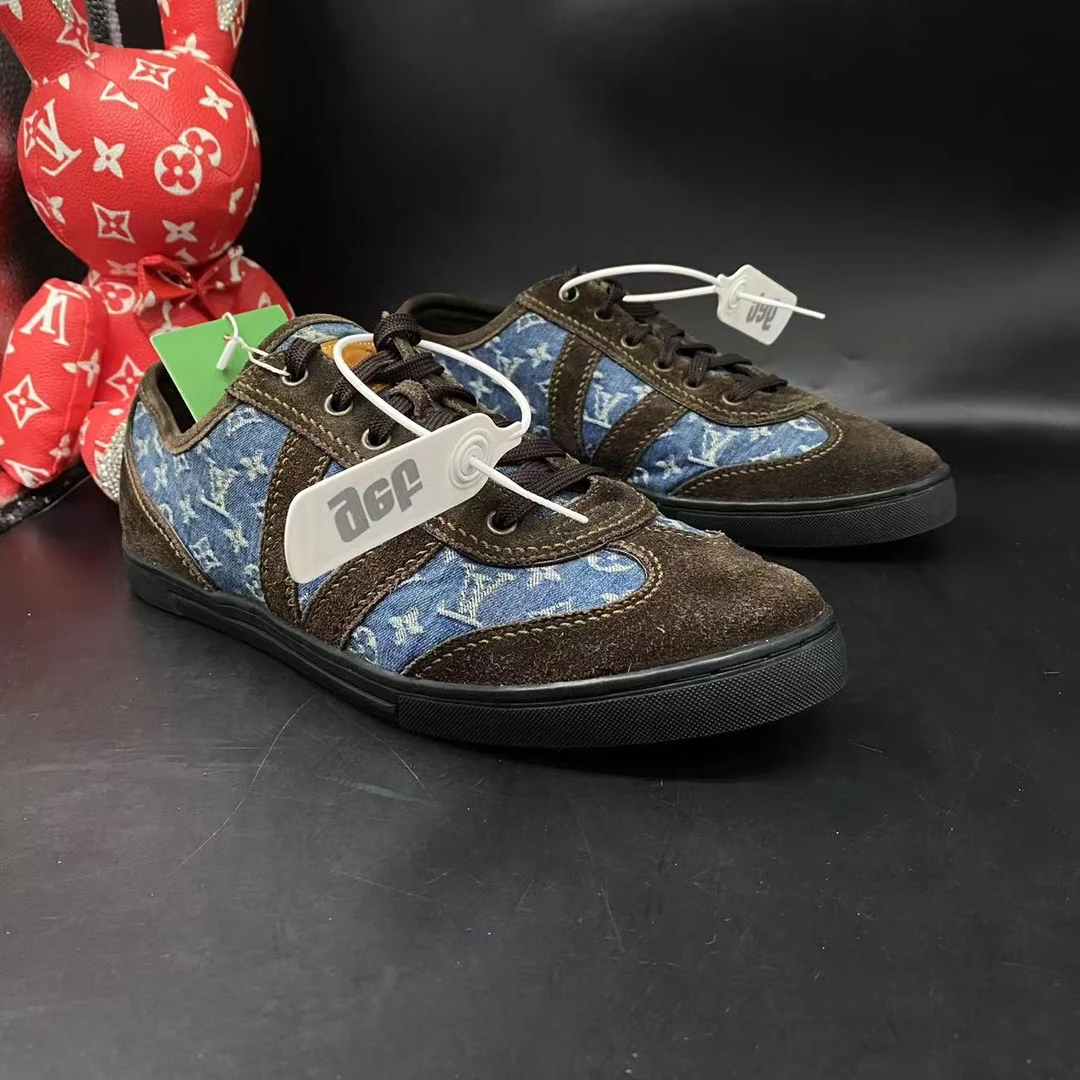 95新 LouisVuitton/路易威登 【AO特惠】39.5欧蓝牛仔老花板鞋uu94
