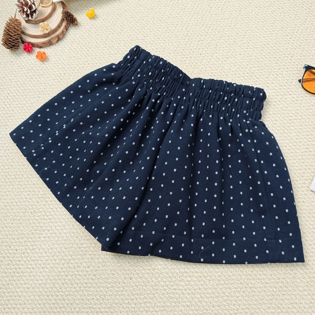 2024秋季新款时尚潮流波点松紧腰头加厚休闲短裤7843