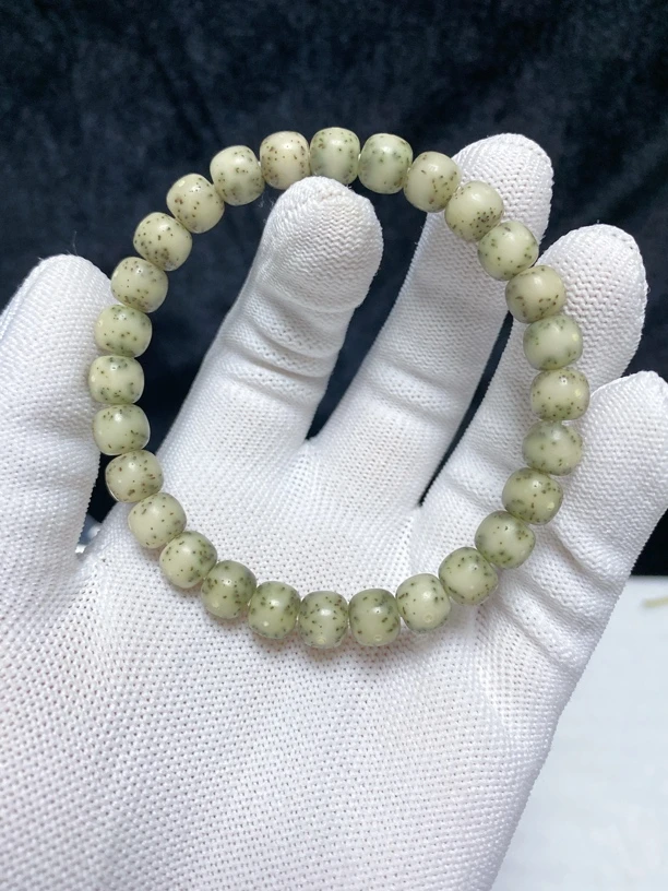 海南料原生态石玉料8×7糯冰一线天大眼睛老邢桶珠星月菩提