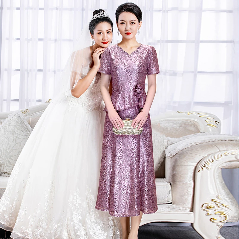 5899高端优雅女儿婚宴装喜妈妈礼服年轻婆婆婚宴新中式改良旗袍裙