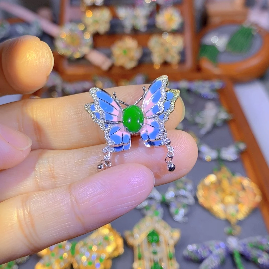 颈饰银S925镶嵌翡翠