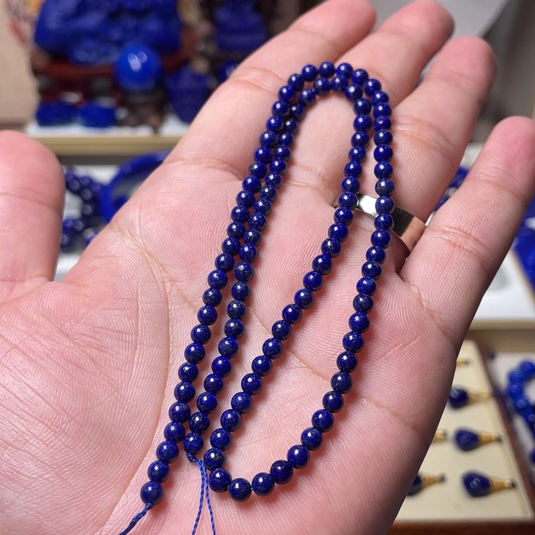 青金石未镶嵌4mm半成品长链40cm长度