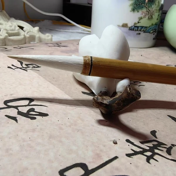 善琏湖笔厂双羊牌纯羊毫老笔极大长峰出锋4.2cm直径0.88cm