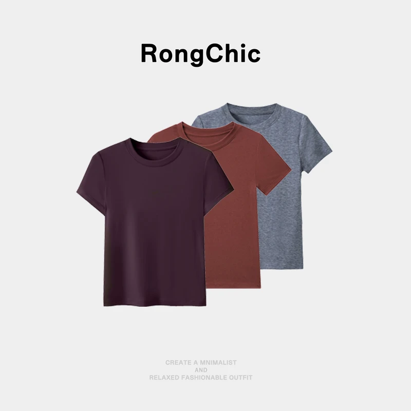 【极简】面膜T夏季新款2025弹力气质显瘦休闲简搭舒适短袖打底衫女