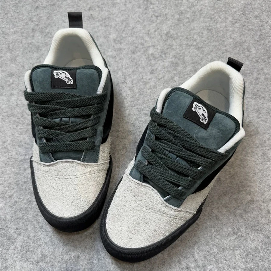 【高品质牛皮】墨绿色拼色反绒皮中帮板鞋百搭休闲鞋潮鞋街拍