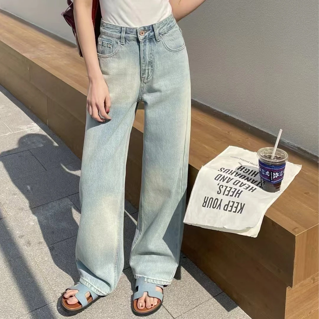 诗妮歌【笑脸牛仔裤】牛仔篇章~浅色水洗直筒牛仔裤少女感满满