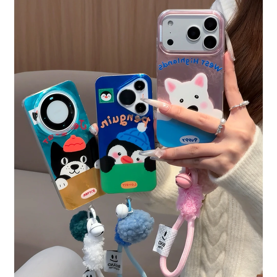 软萌可爱趴趴动物适用苹果17手绳16/13华为vivo小米15手机壳oppo