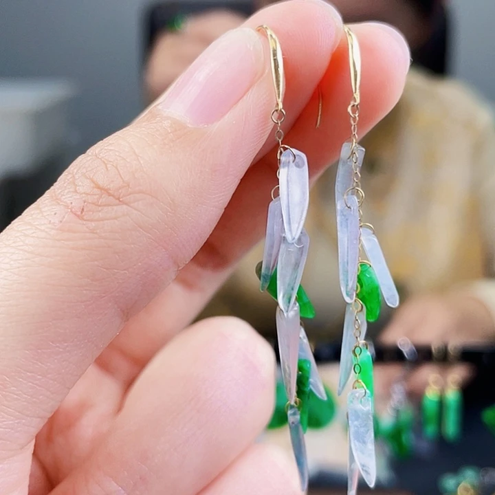 翡翠耳饰18K金镶嵌饰品