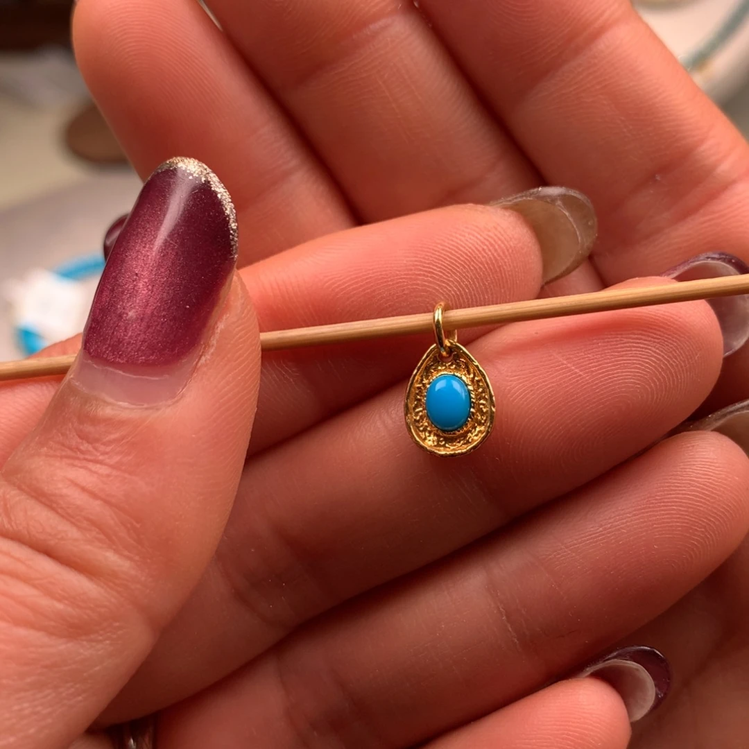 绿松石18K金镶嵌珠宝奇石