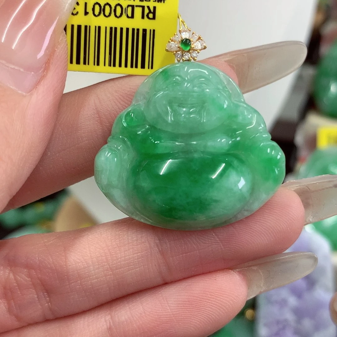 翡翠18K金镶嵌吊坠(不含链)