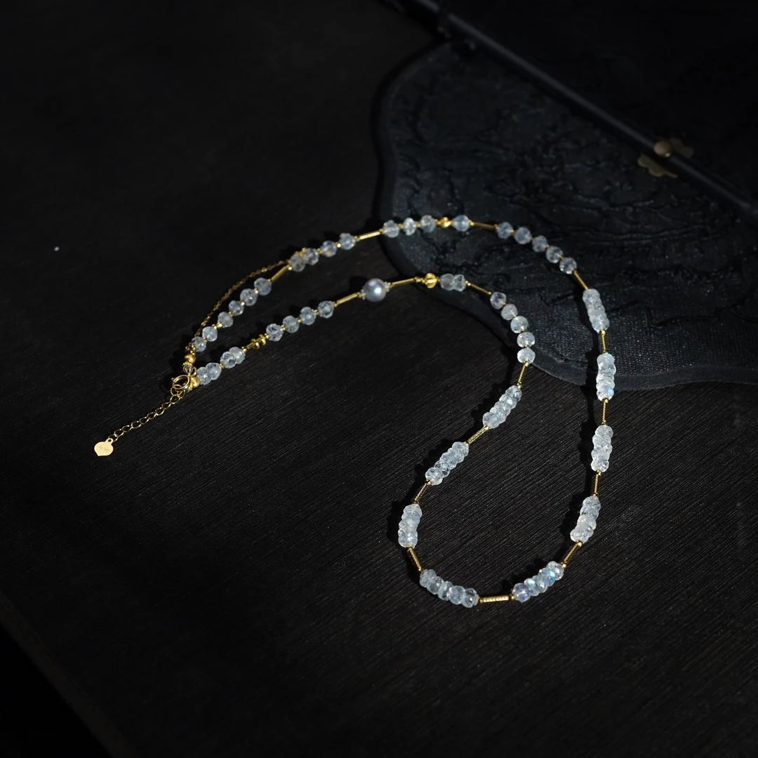 【佩洁】月光石项链18k金镶嵌