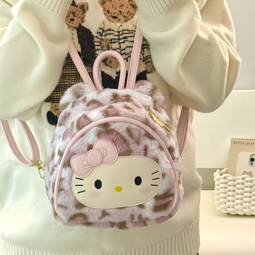 可爱毛绒卡通小猫双肩包秋冬少女学生日常实用背包百搭