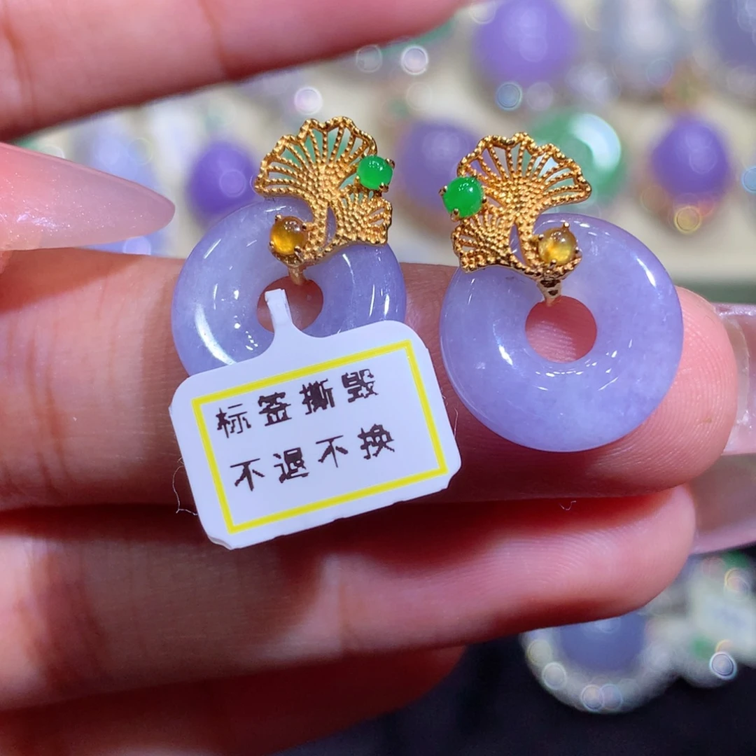 吊坠(不含链)18K金镶嵌翡翠