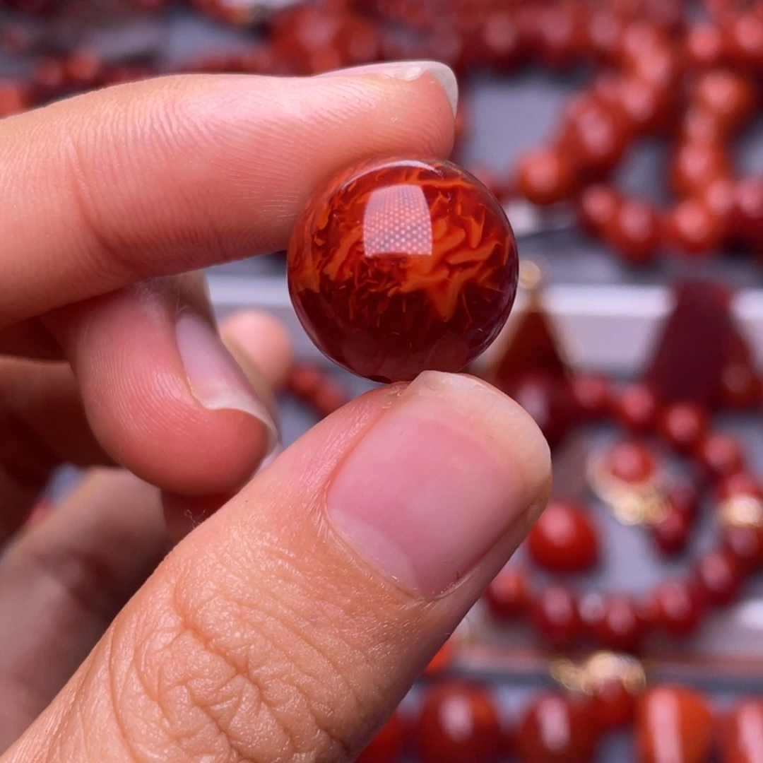 南红玛瑙未镶嵌其他天然原矿）收藏15➕玫瑰爆妖火焰单珠