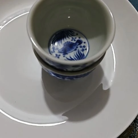 瓷青花茶杯两个高白泥高温瓷